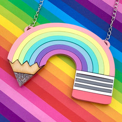 pastel aesthetic raimbow pencil necklace