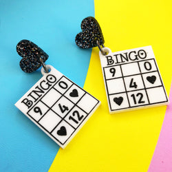 bingo card acrylic earrings
