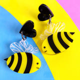 cute Perspex acrylic bee and heart earrings