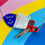 Acrylic plectrum, paper and scissors necklace