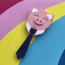 Business man acrylic pig brooch
