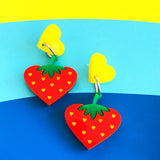laser cut perspex acrylic strawberry earrings 