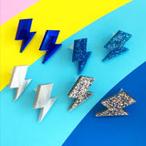 Laser cut acrylic lightning bolt earrings