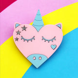 pink unicorn acrylic brooch