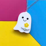 Acrylic ghost and flower necklace