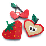 Red acrylic fruit brooches
