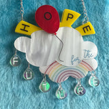Hope balloon and clouds necklace