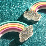 glitter acrylic detail on rainbow earrings