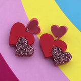 acrylic heart drop earrings