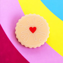 Jammy dodger biscuit acrylic brooch