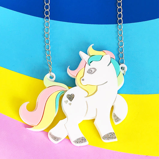 Unicorn Pony Acrylic Necklace