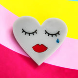 laser cut broken heart acrylic brooch 