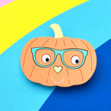 Lasercut acrylic pumpkin brooch