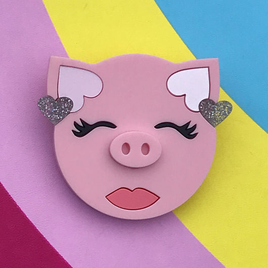 laser cut acrylic pig brooch