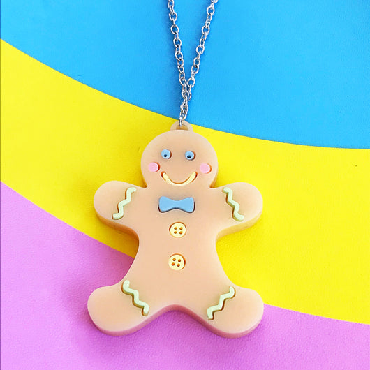 Perspex acrylic laser cut gingerbread necklace 