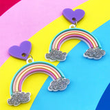laser cut pastel rainbow acrylic earrings