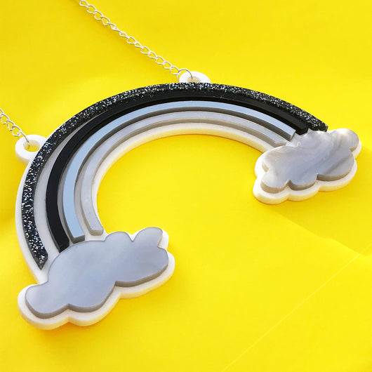 dark statement acrylic rainbow necklace