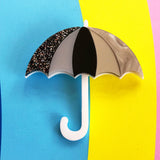 Laser cut acrylic umbrella brooch