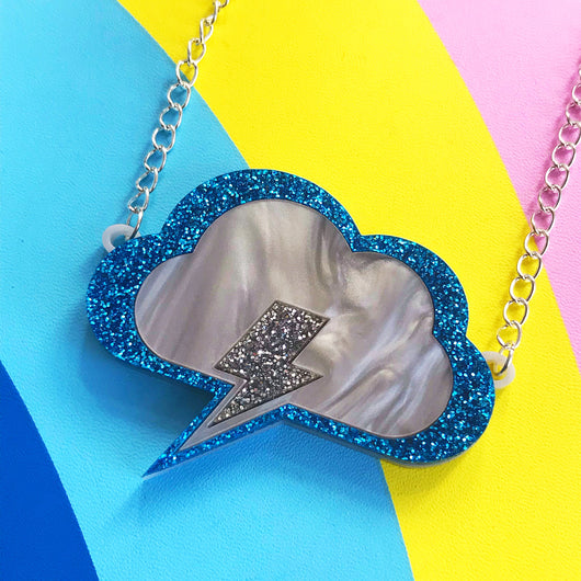 Laser cut Perspex acrylic cloud necklace