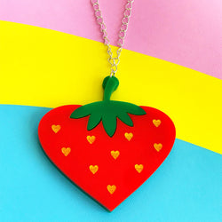 perspex acrylic strawberry necklace