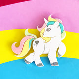 laser cut acrylic unicorn pony brooch
