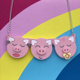 three little pig acrylic necklace