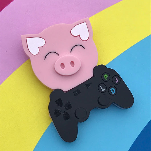 gaming acrylic pig brooch