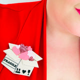 Perspex acrylic heart filled box brooch