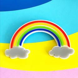 Laser cut acrylic rainbow brooch