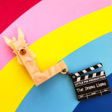 llama drama clapperboard acrylic brooch 