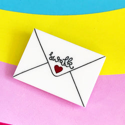 laser cut acrylic envelope brooch