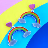 Perspex acrylic rainbow earrings