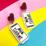bus ticket acrylic earrings 