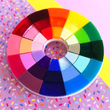 rainbow colour wheel acrylic brooch