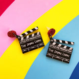 clapperboard laser cut acrylic earrings