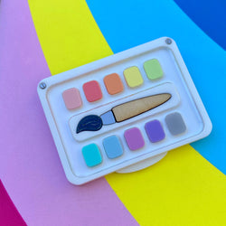 Pastel Paint Palette and Brush Acrylic Brooch