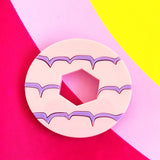 laser cut pastel pink biscuit brooch