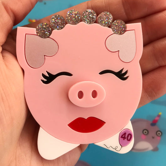Customisable Piggy Portrait Acrylic Brooch