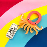 Laser cut Perspex acrylic Octopus brooch
