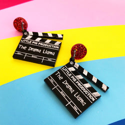 laser cut acrylic clapperboard earrings 