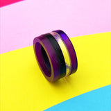 Laser cut purple rainbow acrylic ring
