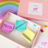 Pastel acrylic post it note brooches