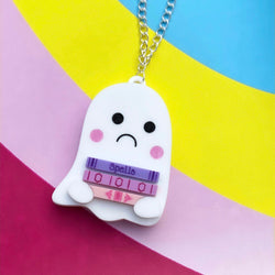 Acrylic ghost spell books necklace 