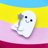 Glitter wand and ghost brooch