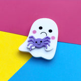 kawaii ghost with a spider