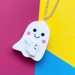 kawaii ghost acrylic necklace