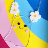 Kawaii ghost necklace with daisies 