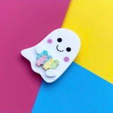 Ghost brooch with pastel jelly babies