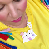 Acrylic ghosts necklace with daisies 