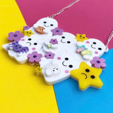 Laser cut acrylic kawaii ghost necklace